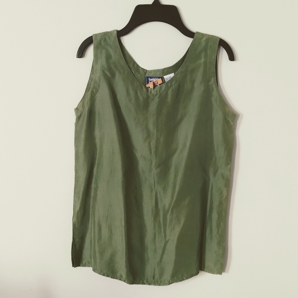 Vintage green silk top